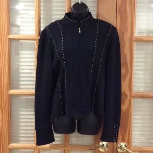 St.John Collection Black Zip Up Sweater sz 10